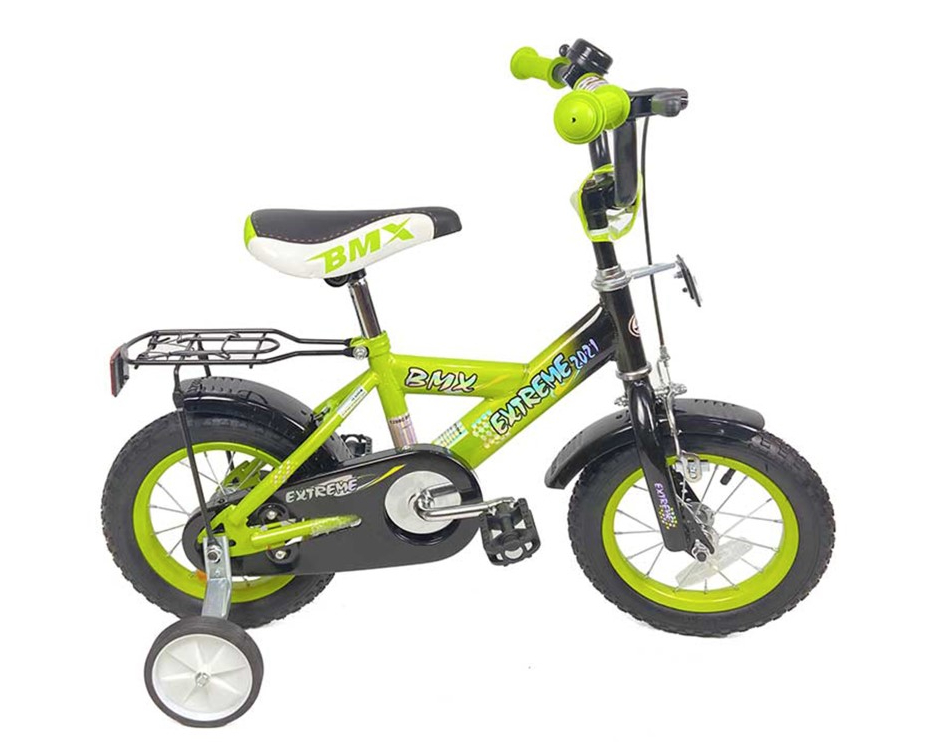 אופני ילדים BMX בגודל 12 אינצ’ – צבע ירוק זרחני