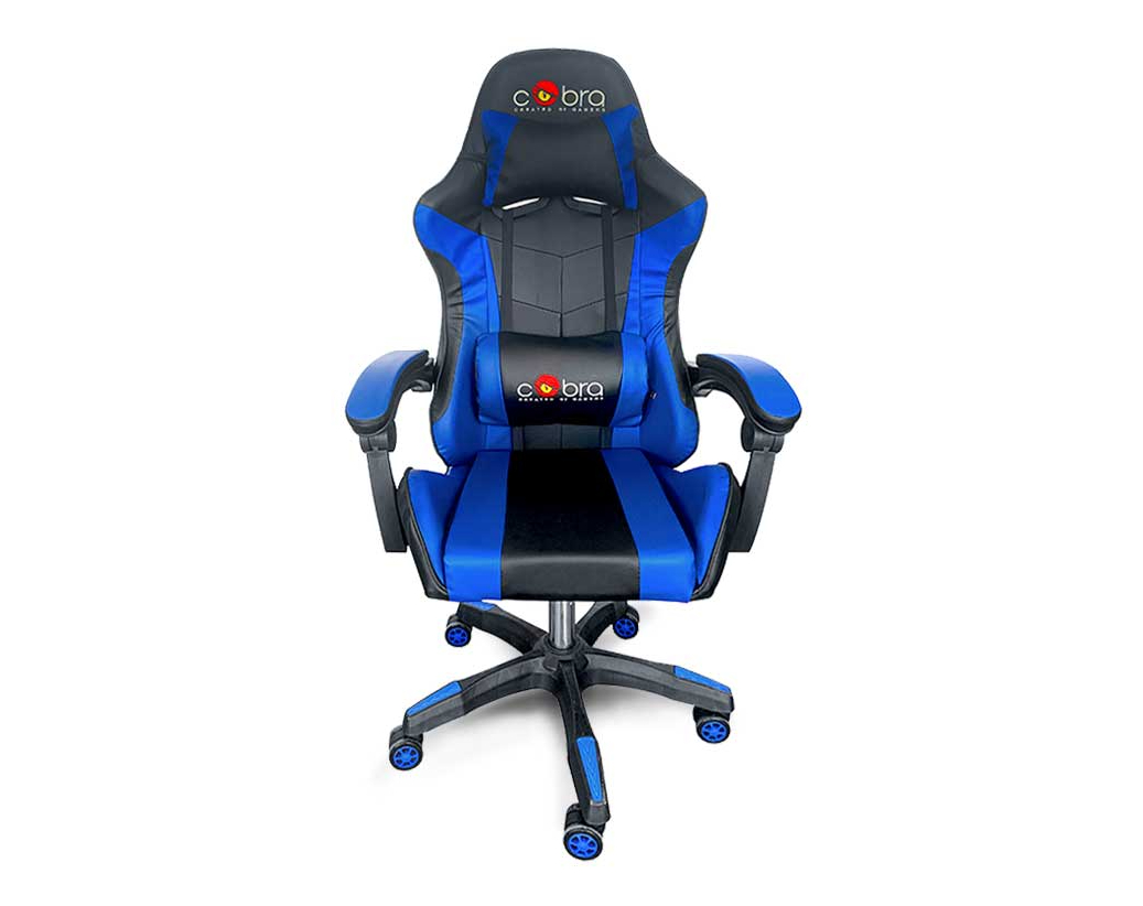 כיסא גיימרים מקצועי, עם כרית מסאז’ רטט וזווית צידוד עד 130 מעלות, מהסדרה המקצועית Combat Pro כחול בוהק